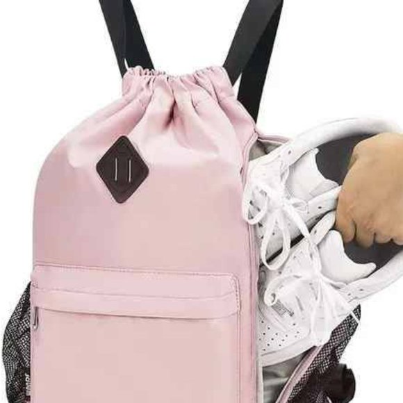 Drawstring Backpack Sports Gym Bag with Shoes Compartment
